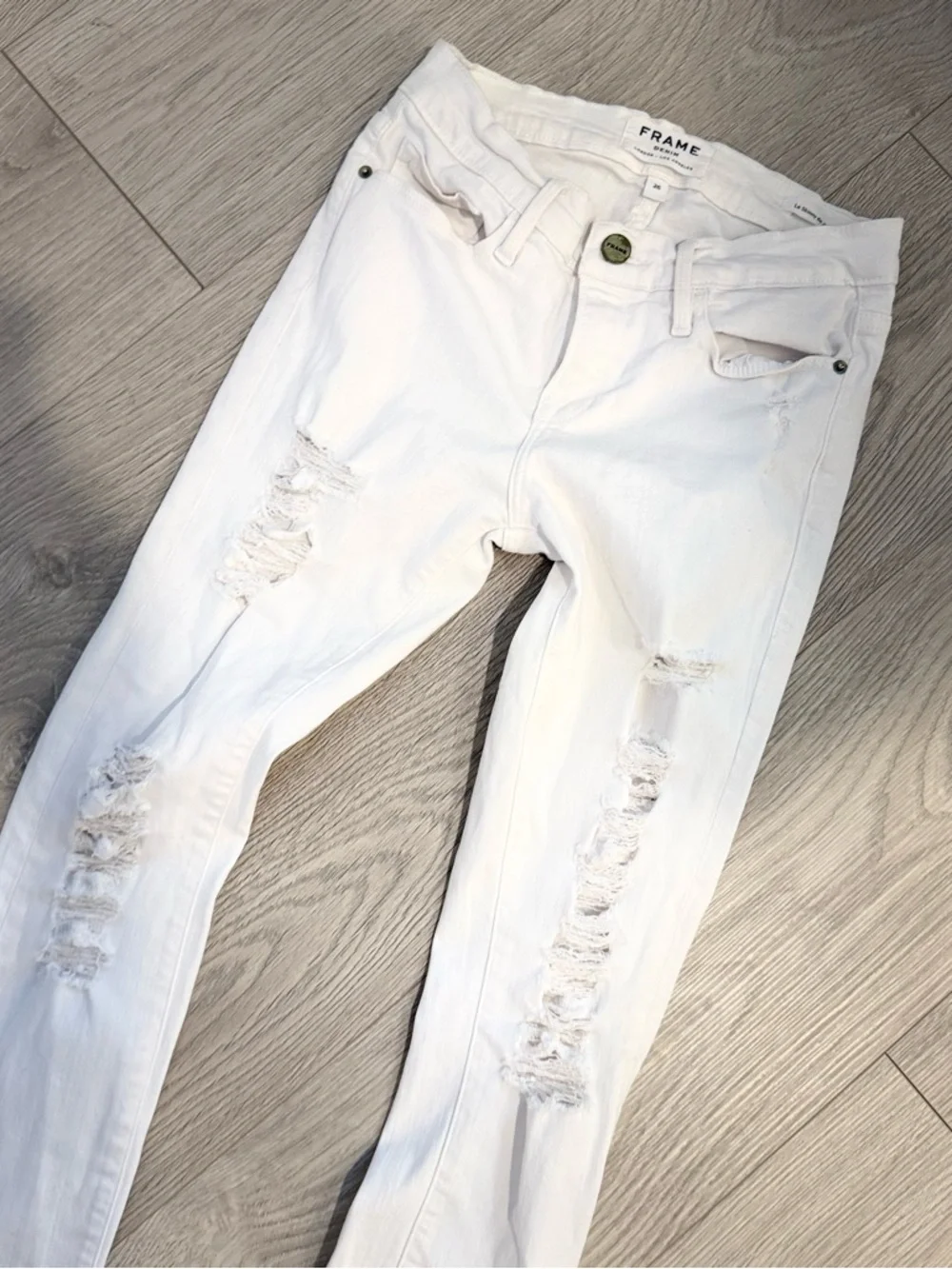 Frame Denim White Ripped Skinny Jeans - Picture 3 of 8